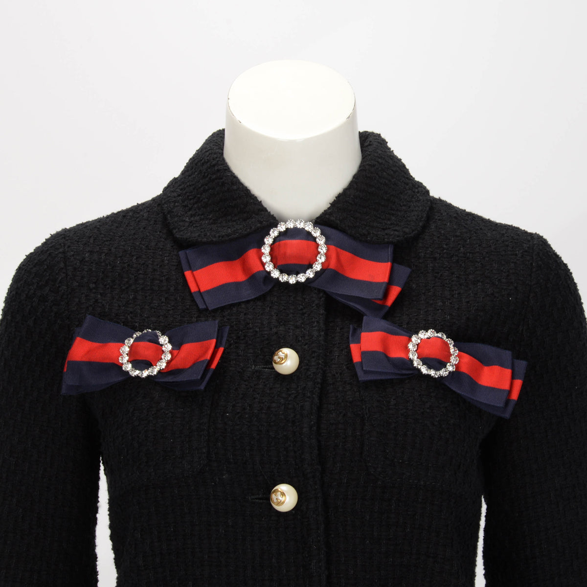 Gucci Black Tweed Bow Detail Jacket IT 38