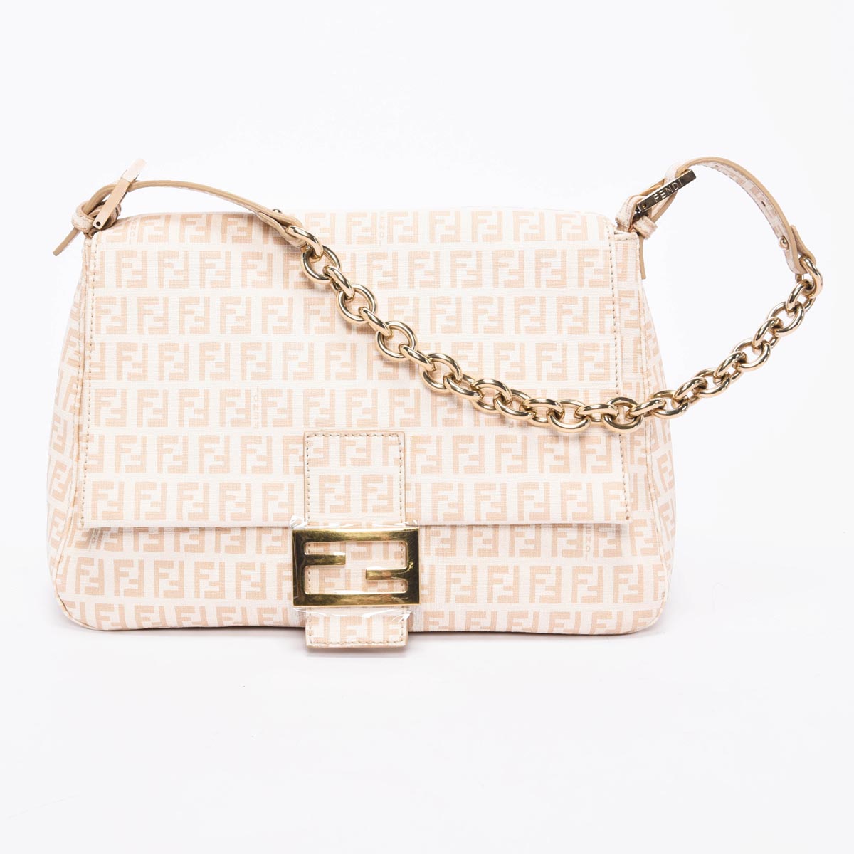 Fendi White Zucchino Canvas Mamma Baguette Bag