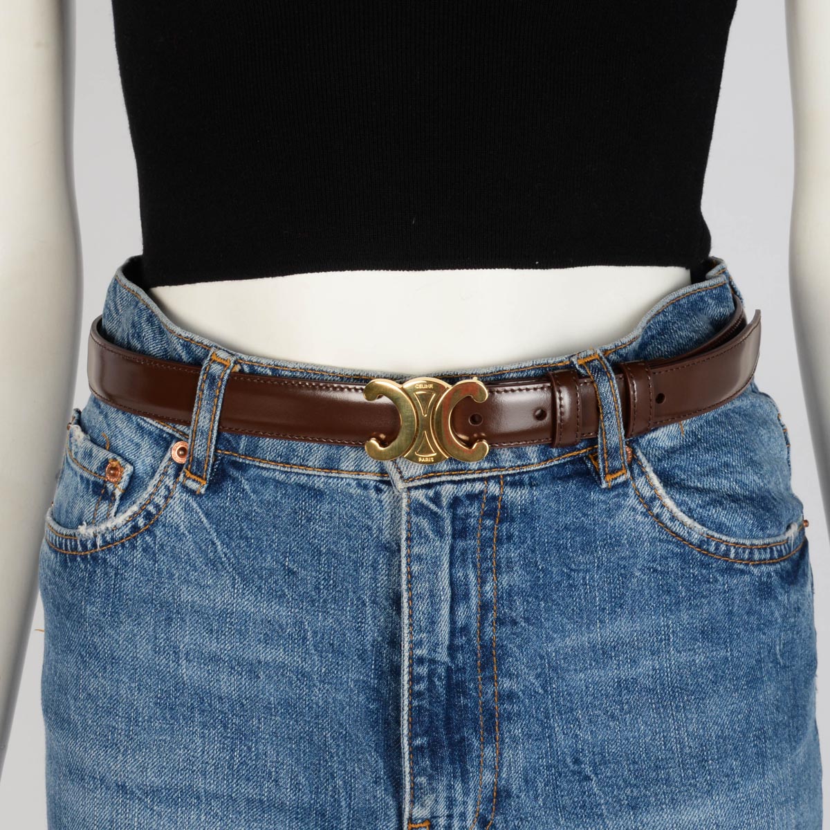 Celine Chestnut Taurillon Medium Triomphe Belt