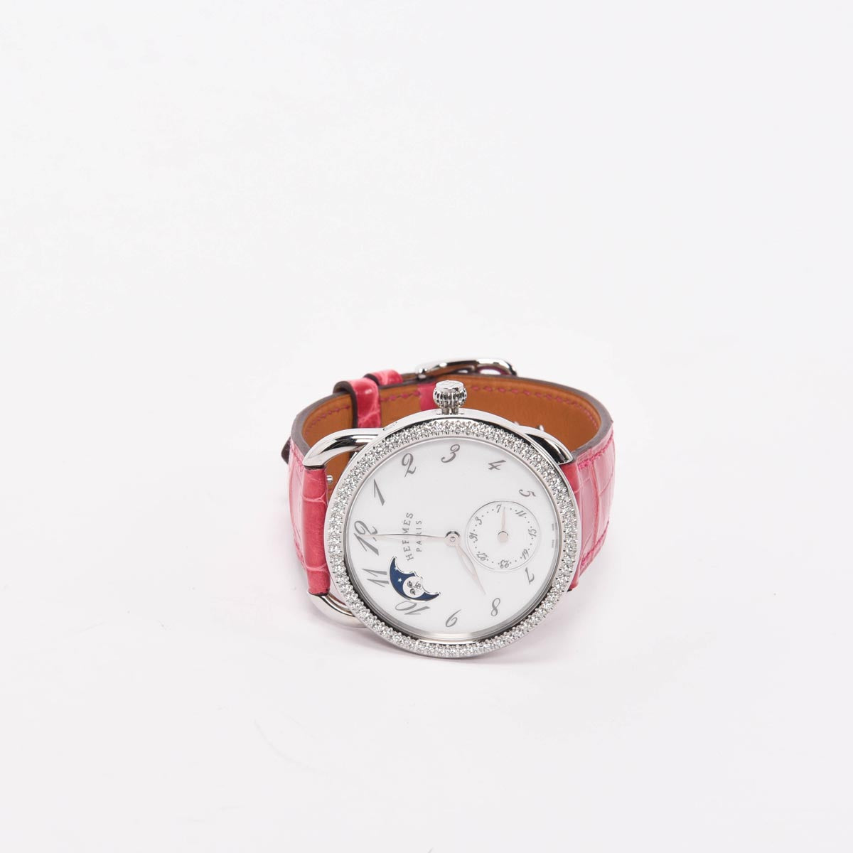 Hermes Stainless Steel & Diamond Arceau Petite Lune Watch