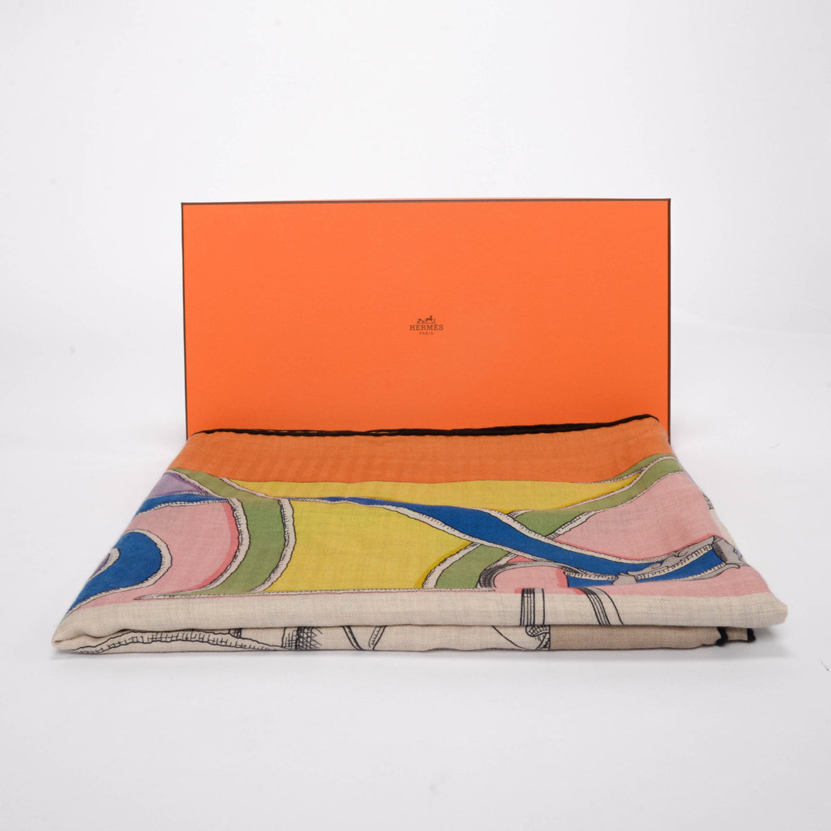Hermes Brown Cashmere & Silk L'Instruction du Roy Shawl 140