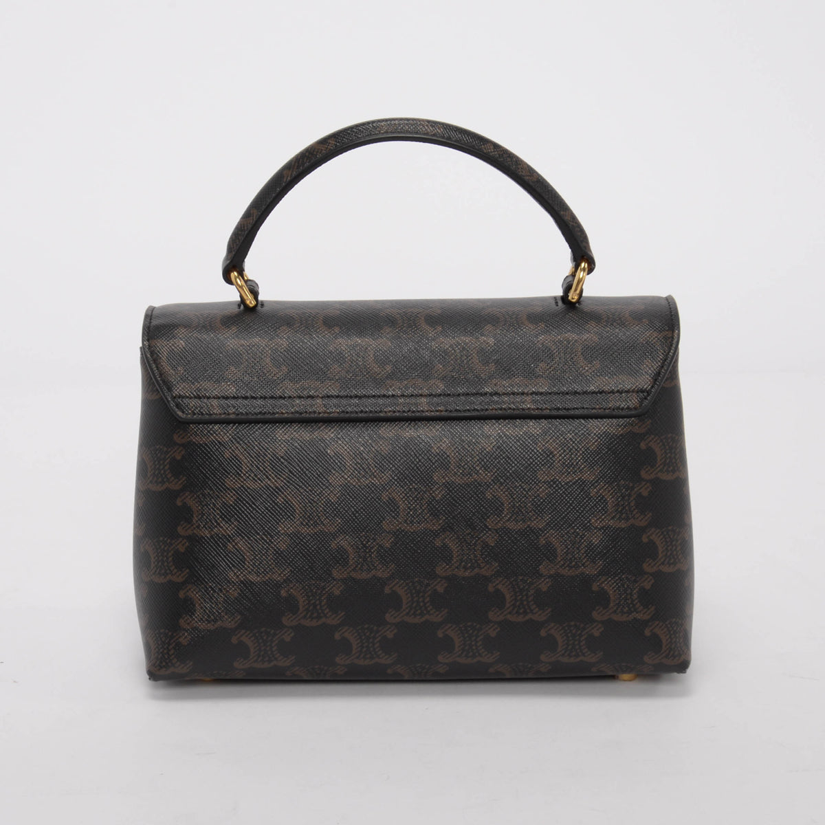 Celine Brown Triomphe Canvas Teen Nino Top Handle Bag