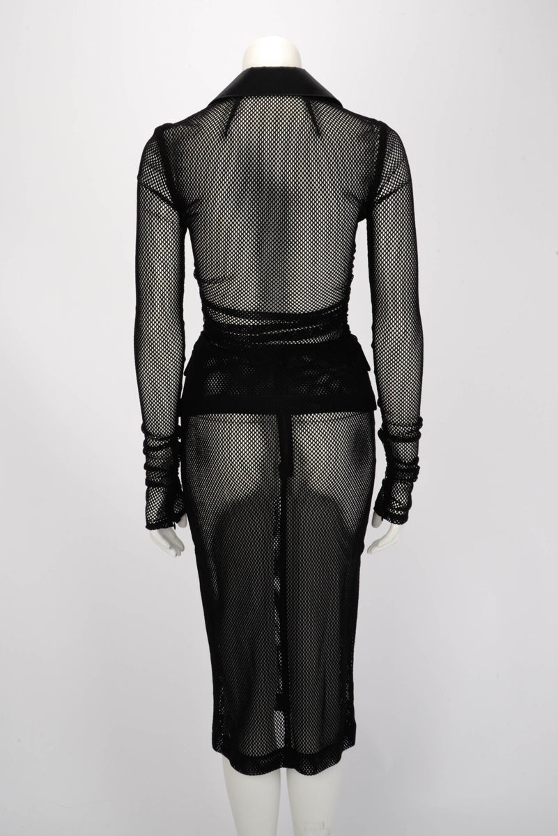 Dolce & Gabbana Black Mesh Fishnet Skirt Suit IT 40