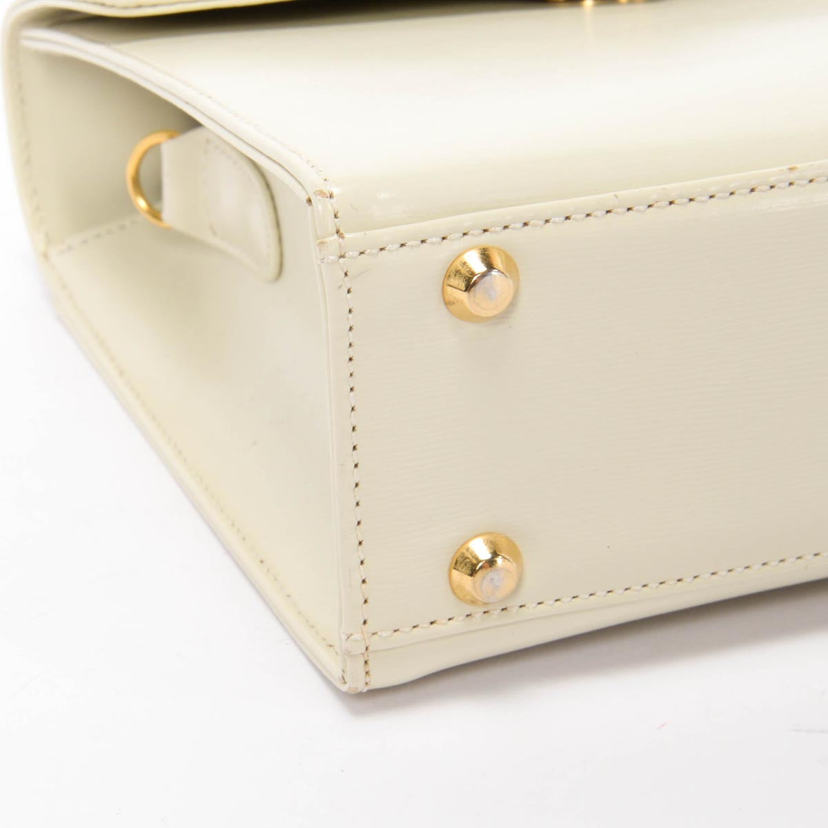 YSL Cream Leather Logo Charm Mini Bag