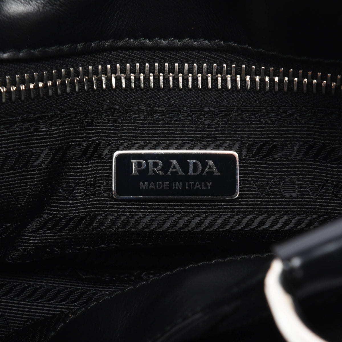 Prada Black Re-Nylon & Shiny Calfskin Moon Mini Bag