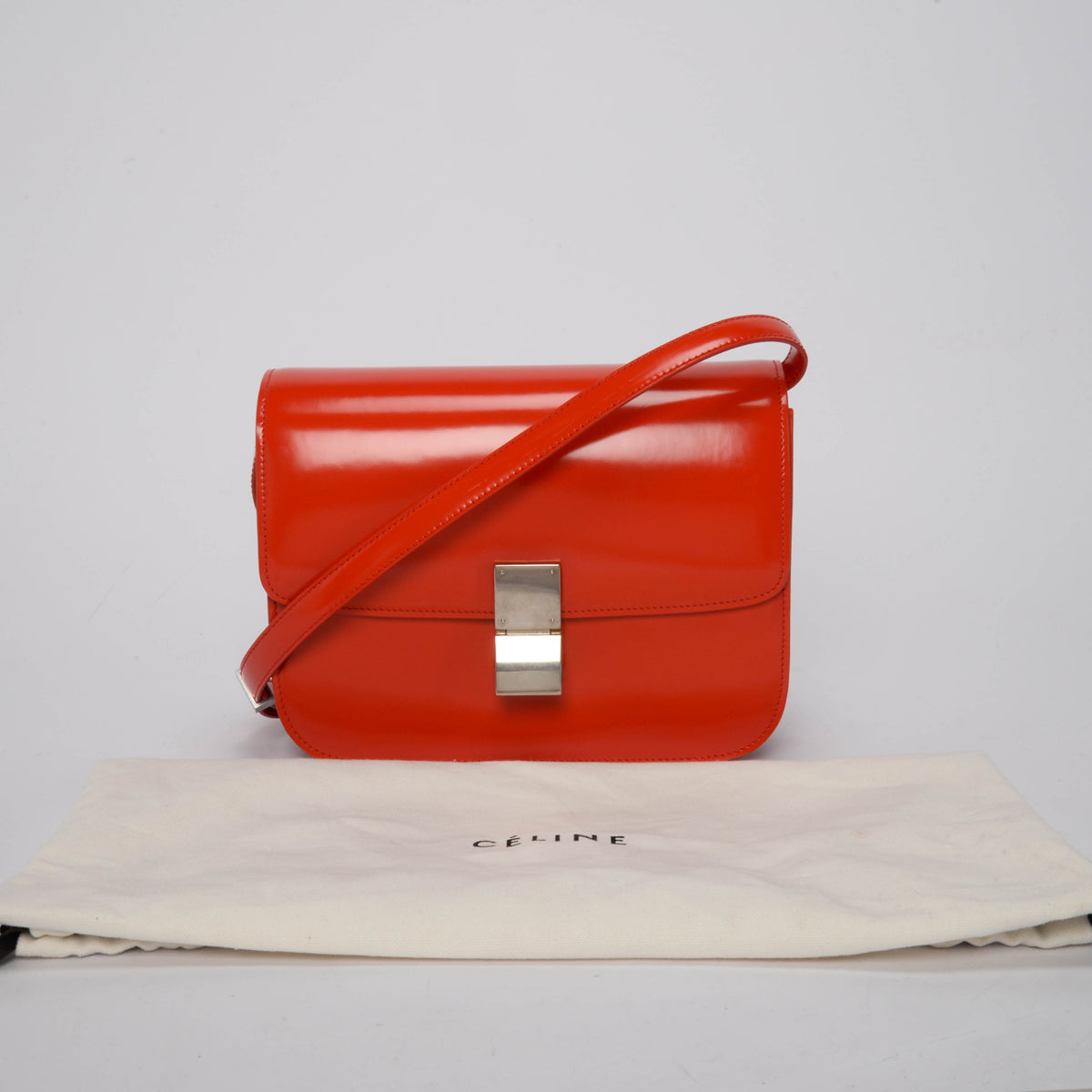 Celine Vermillion Hi-Shine Medium Classic Box Bag