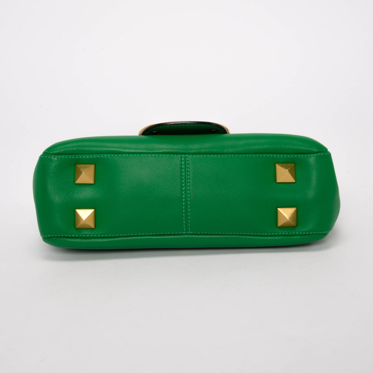 Valentino Ultra Green Nappa Stud Sign Shoulder Bag