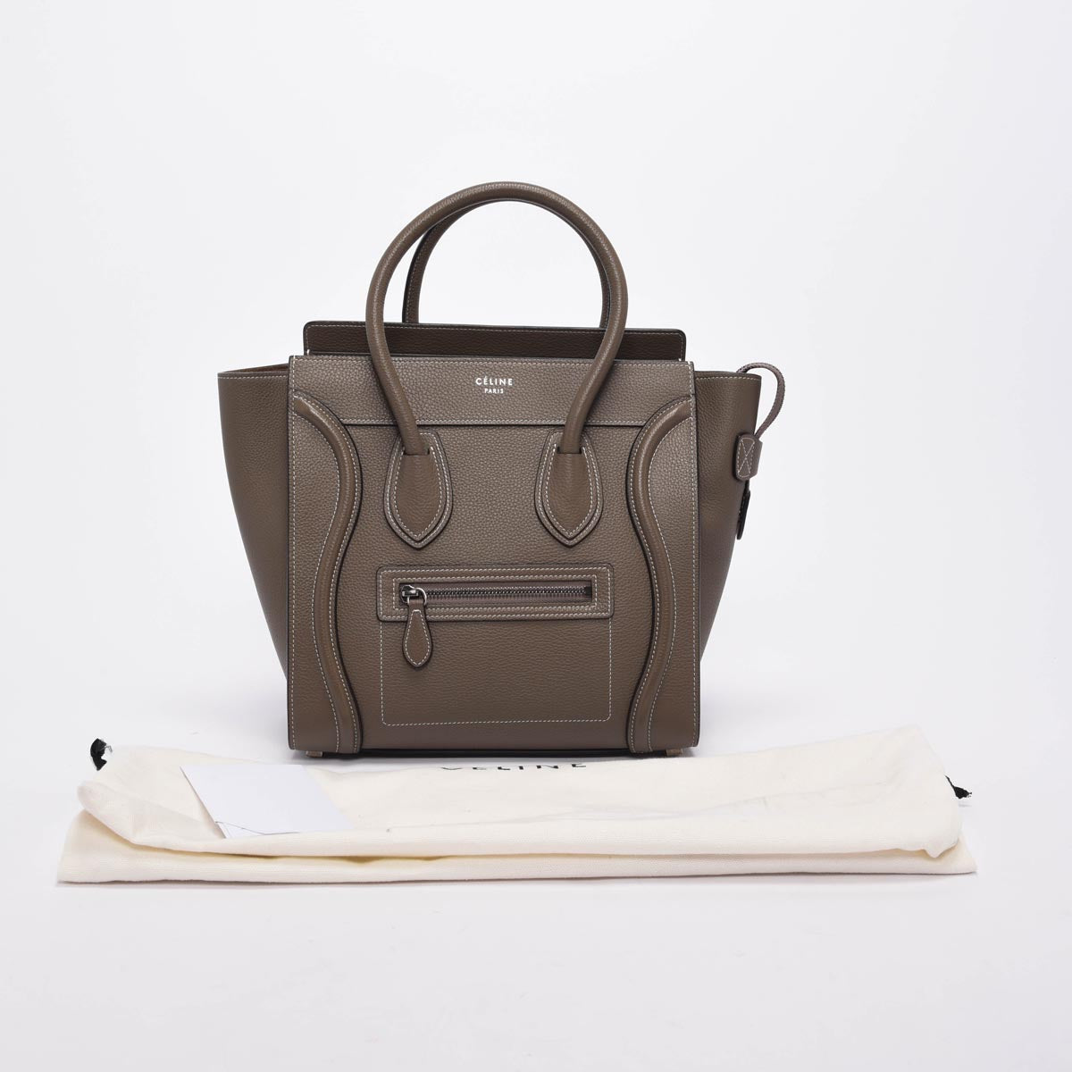 Celine Taupe Grained Calfskin Micro Luggage Bag