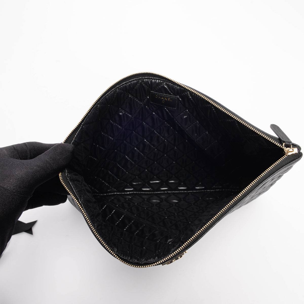 Chanel Black Caviar Large Boy O-Case Pouch