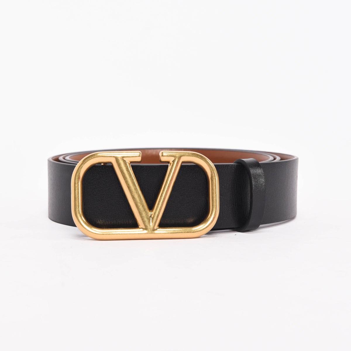 Valentino Black & Brown Calfskin Reversible VLogo Belt