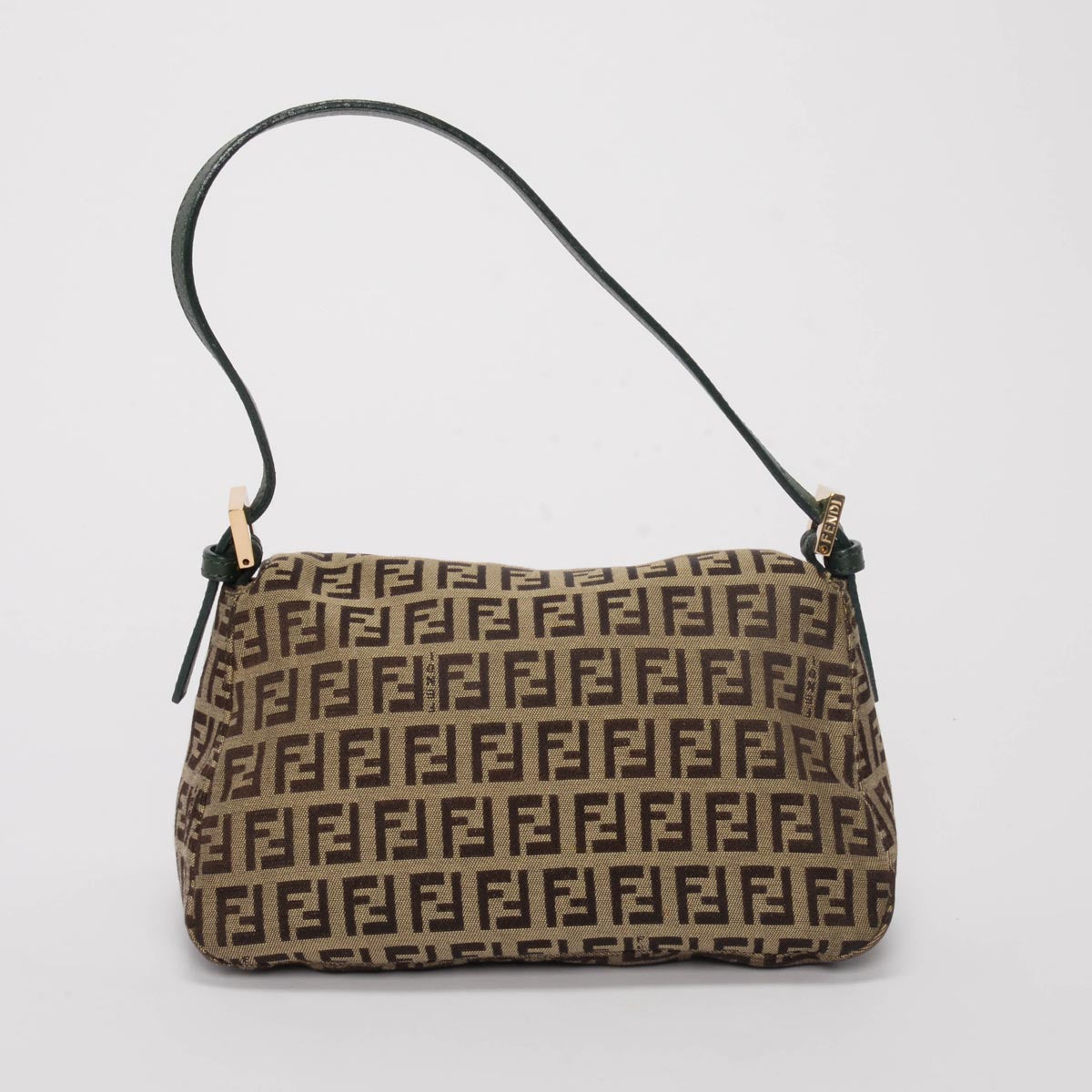 Fendi Green Zucchino Canvas Mini Baguette Bag