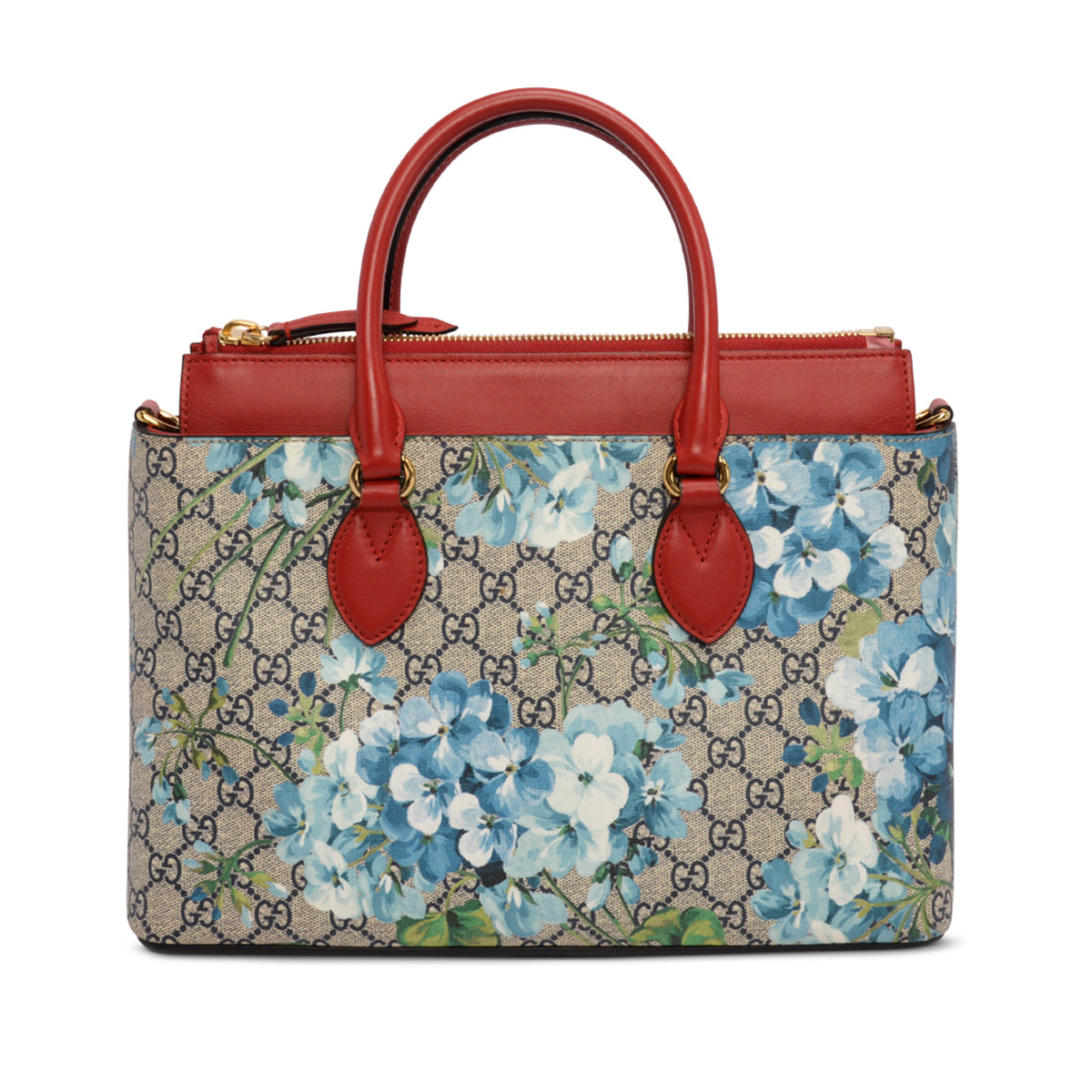 Gucci Red GG Supreme Blooms Medium Zip Tote