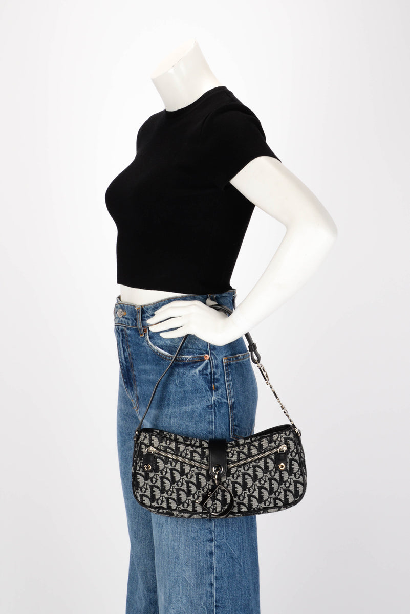 Dior Black Diorissimo Trotter Charm Shoulder Bag