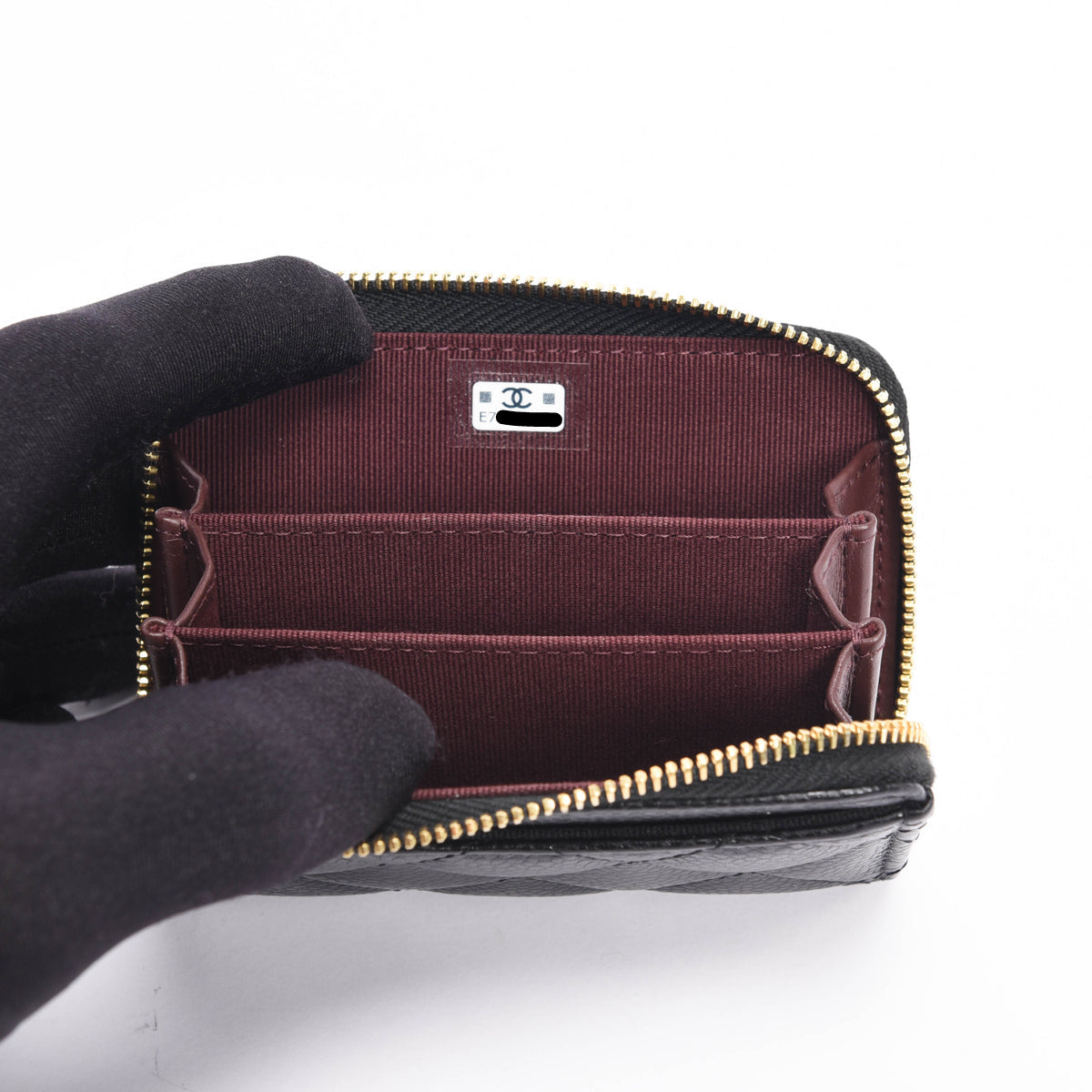 Chanel Black Quilted Caviar Classic Zipped Coin Purse