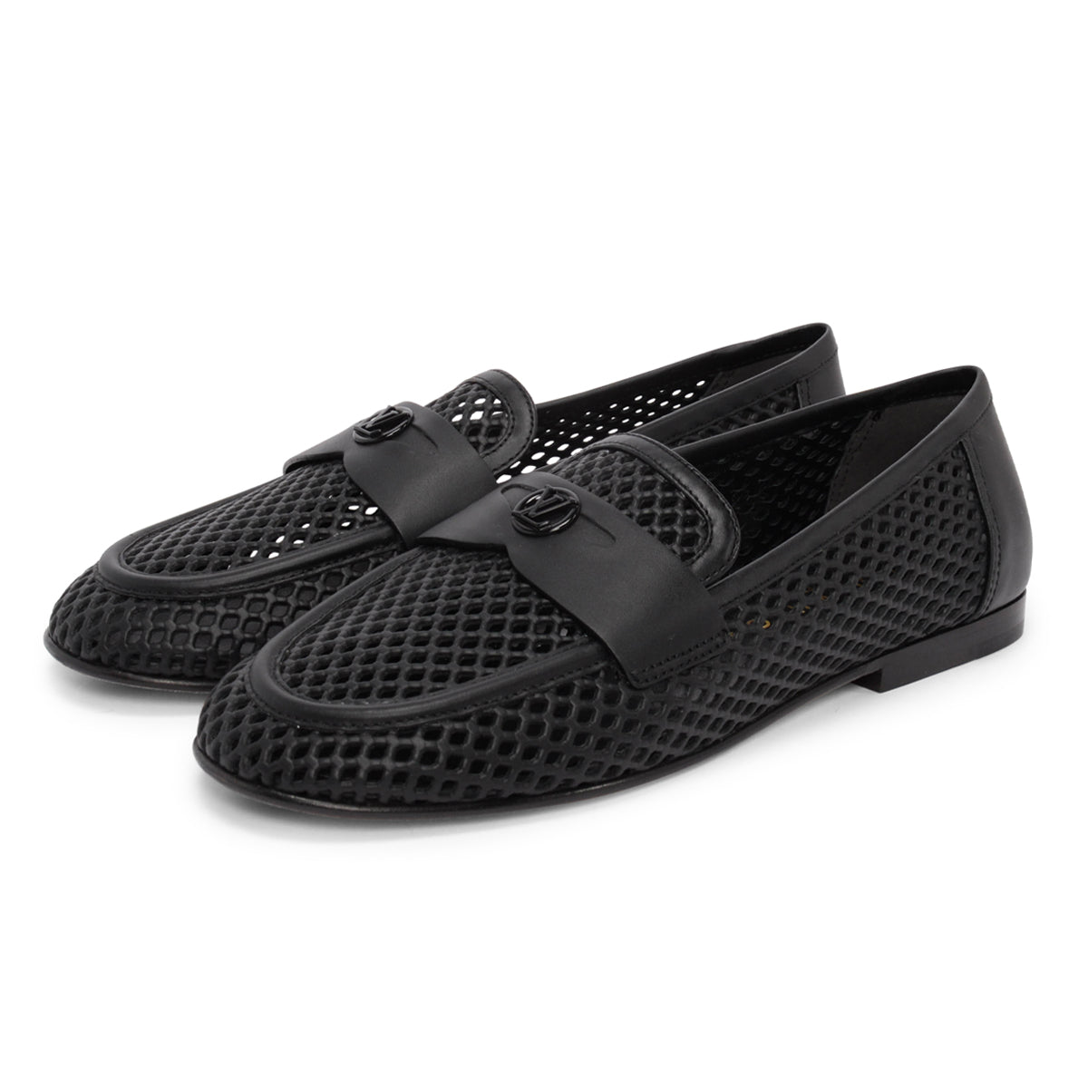 Louis Vuitton Black Perforated Calfskin Soho Flat Loafers 39