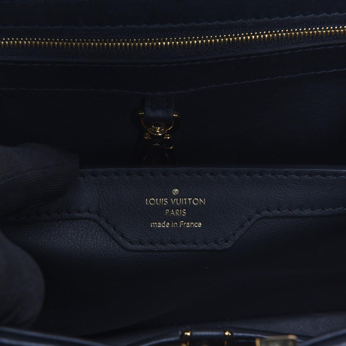 Louis Vuitton Black Lambskin Flocked Flower Capucines BB