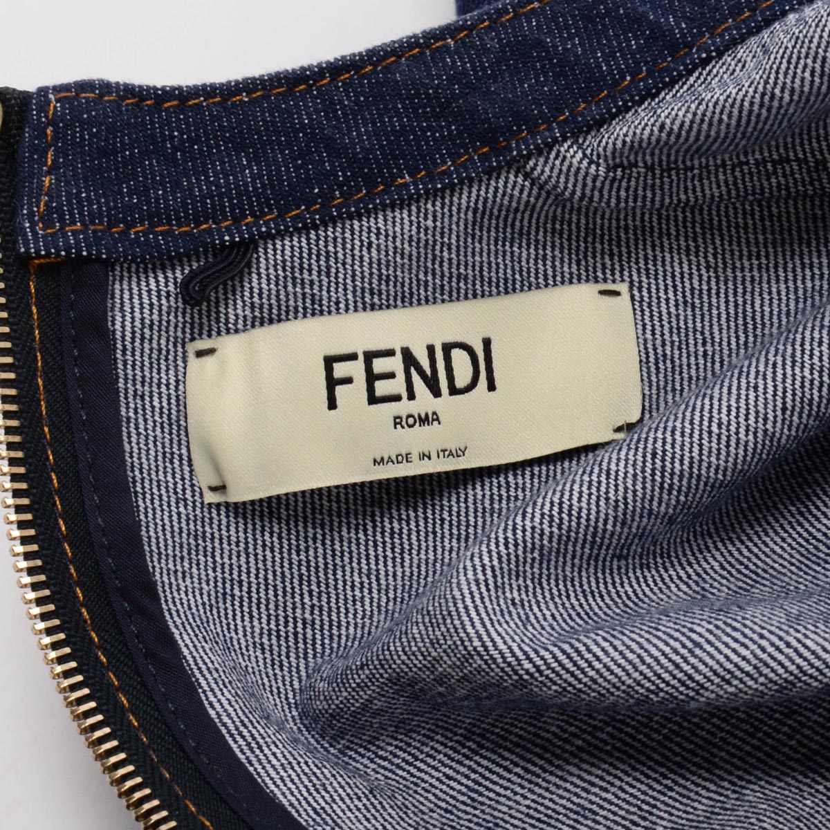 Fendi Dark Blue Denim Belt Bag Dress IT 40