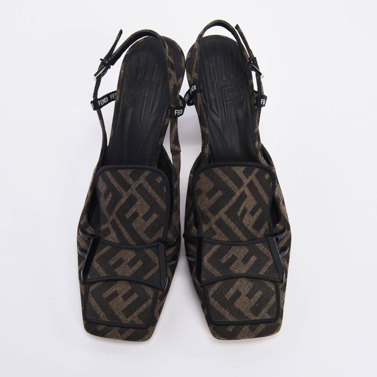 Fendi Tobacco Zucca Canvas Ffreedom Slingback Pumps 38