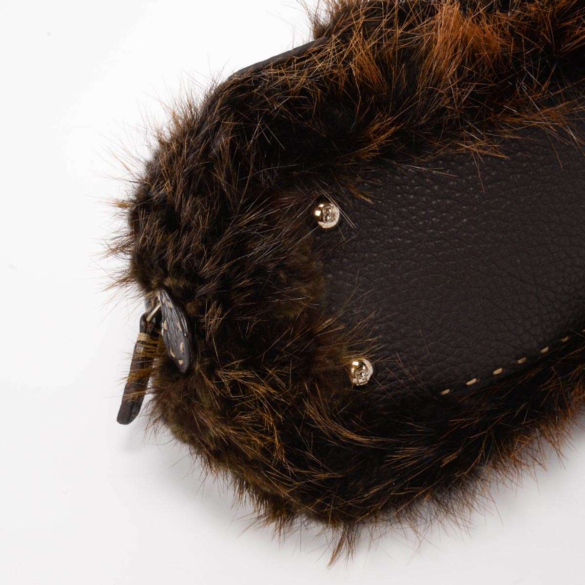 Fendi Brown Fur Selleria Adele 1328 Bag
