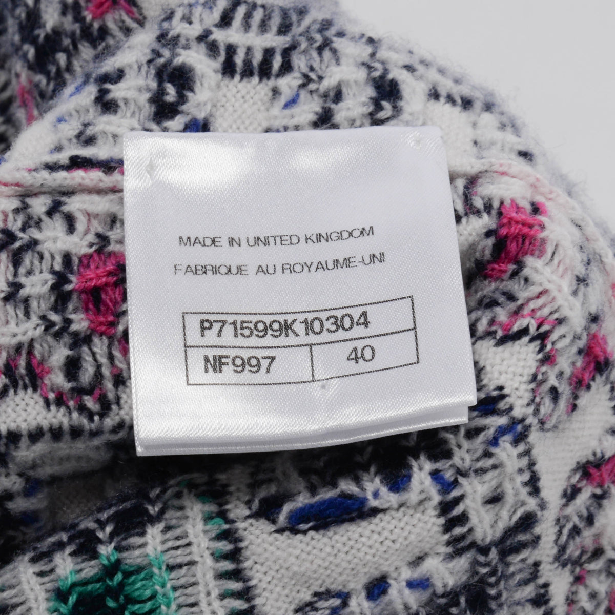 Chanel Multi-Colour Cashmere Logo Intarsia Knit Sweater FR 40