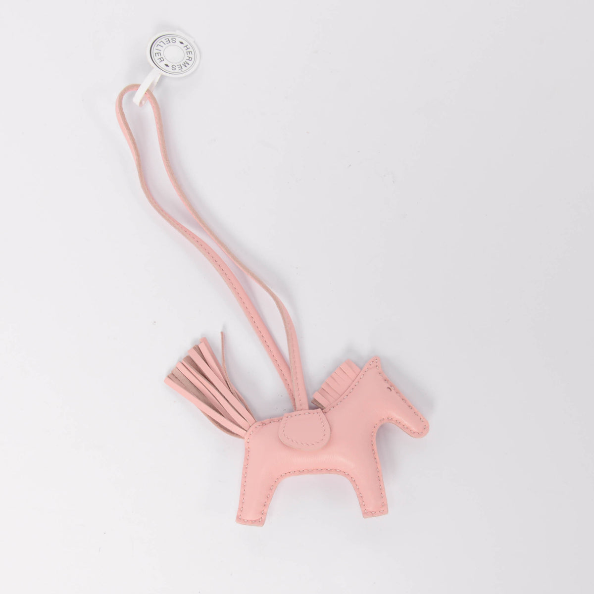 Hermes Rose Sakura Milo Lambskin Rodeo PM Bag Charm