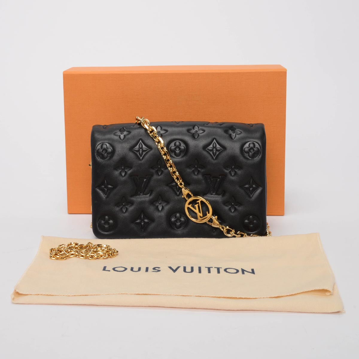 Louis Vuitton Black Monogram Lambskin Coussin Pochette