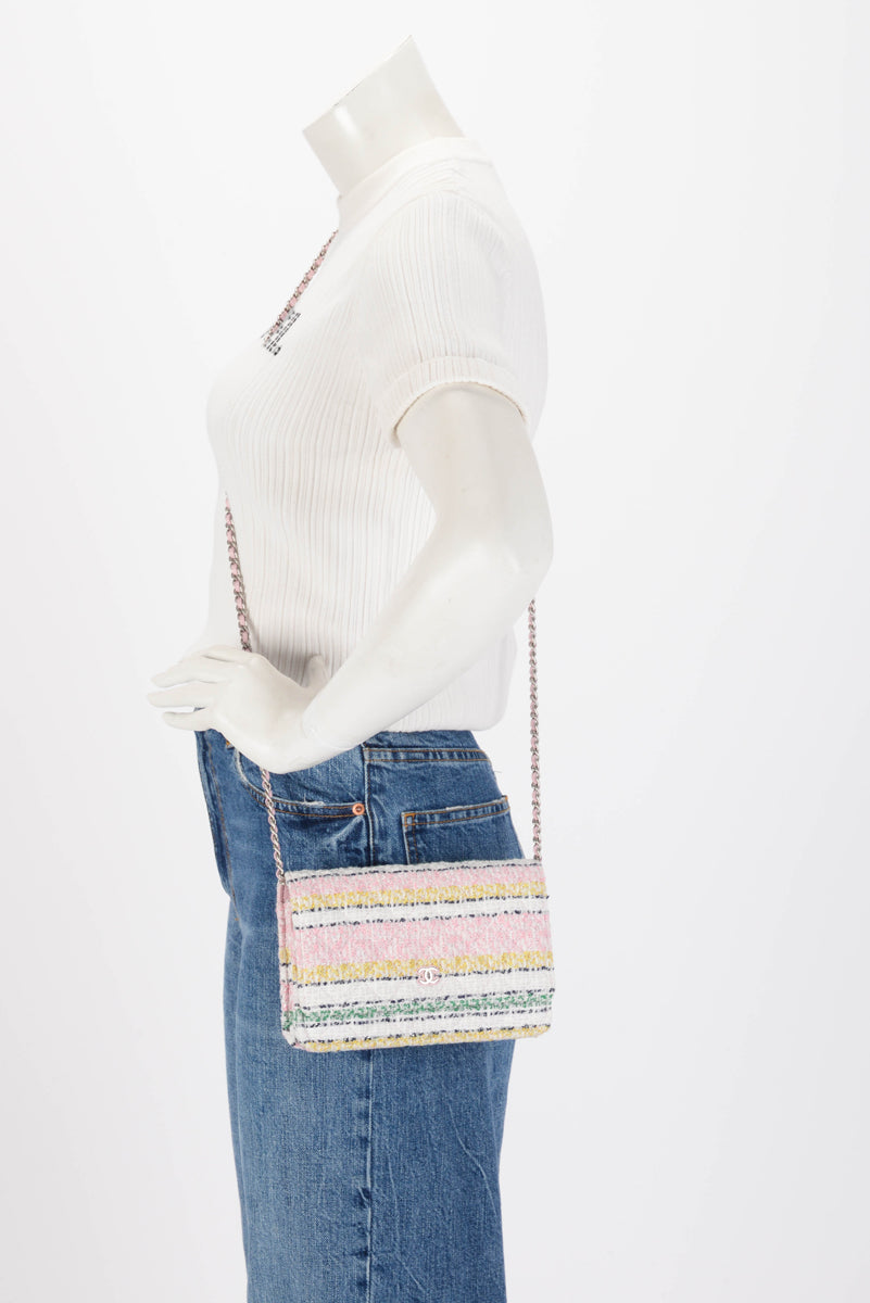 Chanel Pastel Quilted Tweed Classic Wallet On Chain Mini Bag