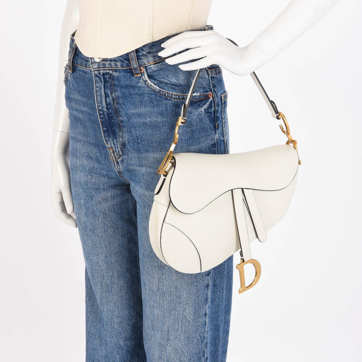 Dior Latte Grained Calfskin Saddle Bag