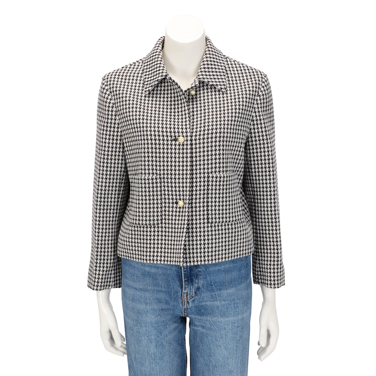 Dior Black & White Wool Houndstooth Jacket FR 40