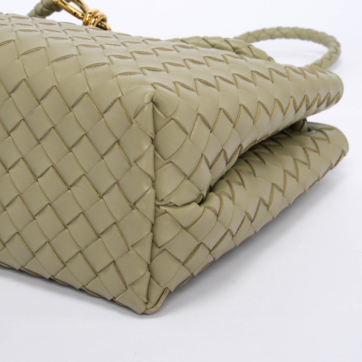 Bottega Veneta Travertine Intrecciato Lambskin Medium Andiamo Tote