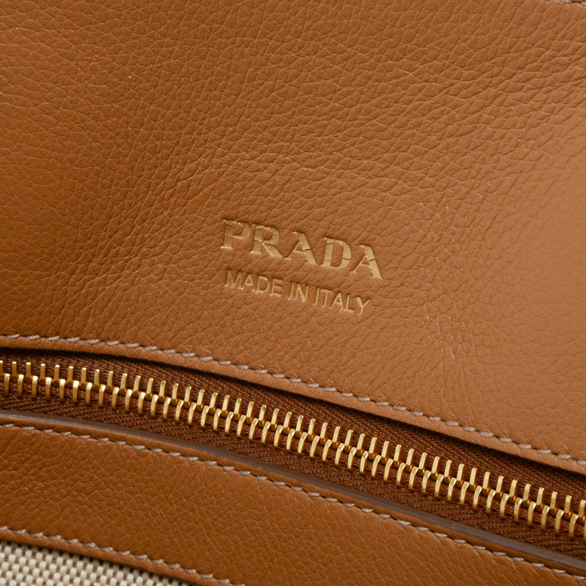 Prada Caramel Grained Leather Medium Tote