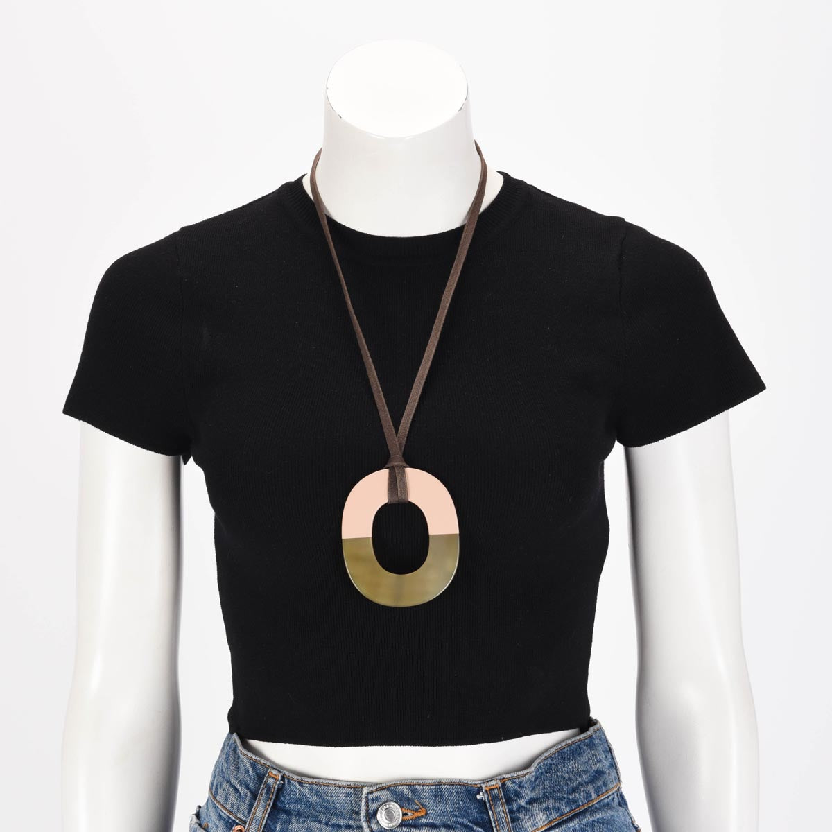 Hermes Khaki Lacquered Horn Isthme Pendant