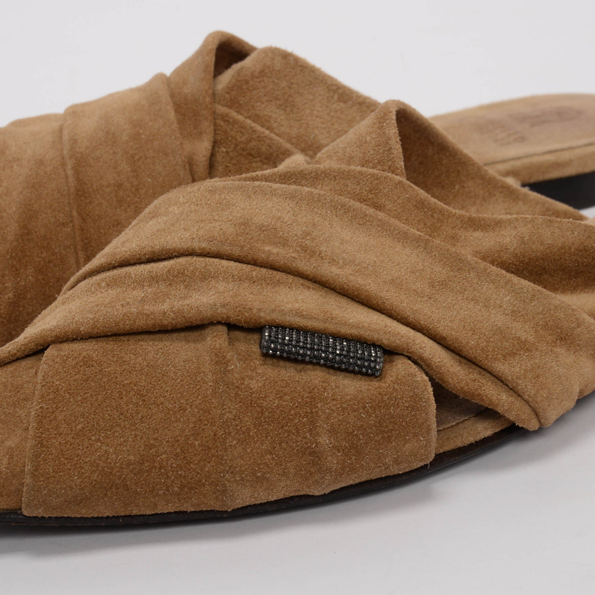 Brunello Cucinelli Tan Suede Pointed Toe Mules 37