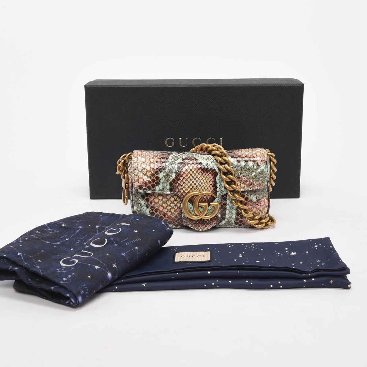 Gucci Aqua Python GG Marmont Mini Bag