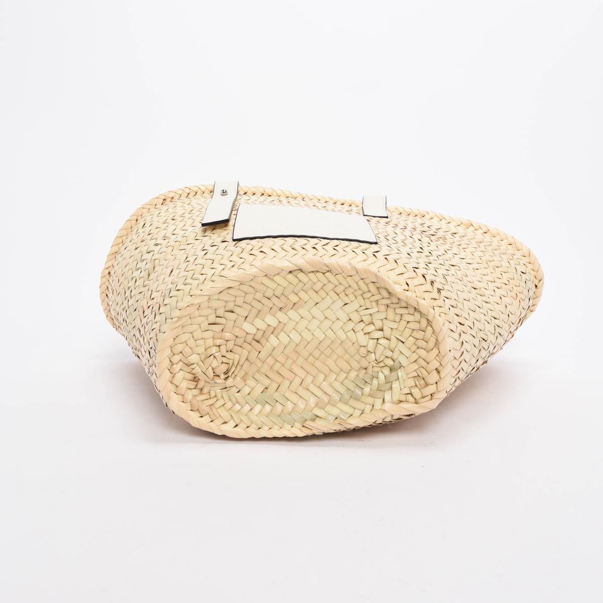 Loewe White Raffia Medium Basket Tote