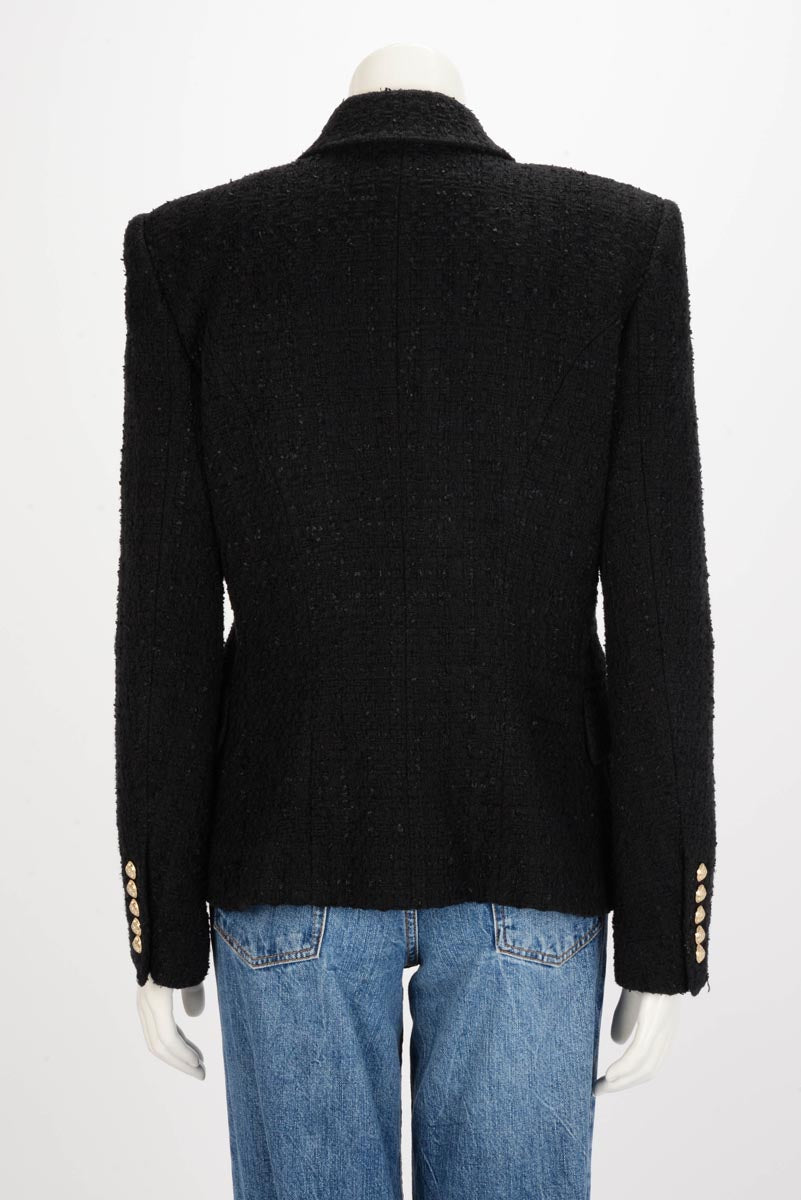 Balmain Black Boucle Classic DB Blazer FR 44