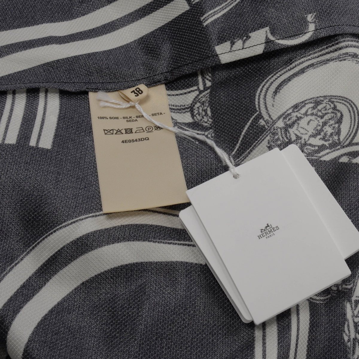 Hermes Bleu Noir Silk En Desordre Finesse Belted Kaftan FR 38