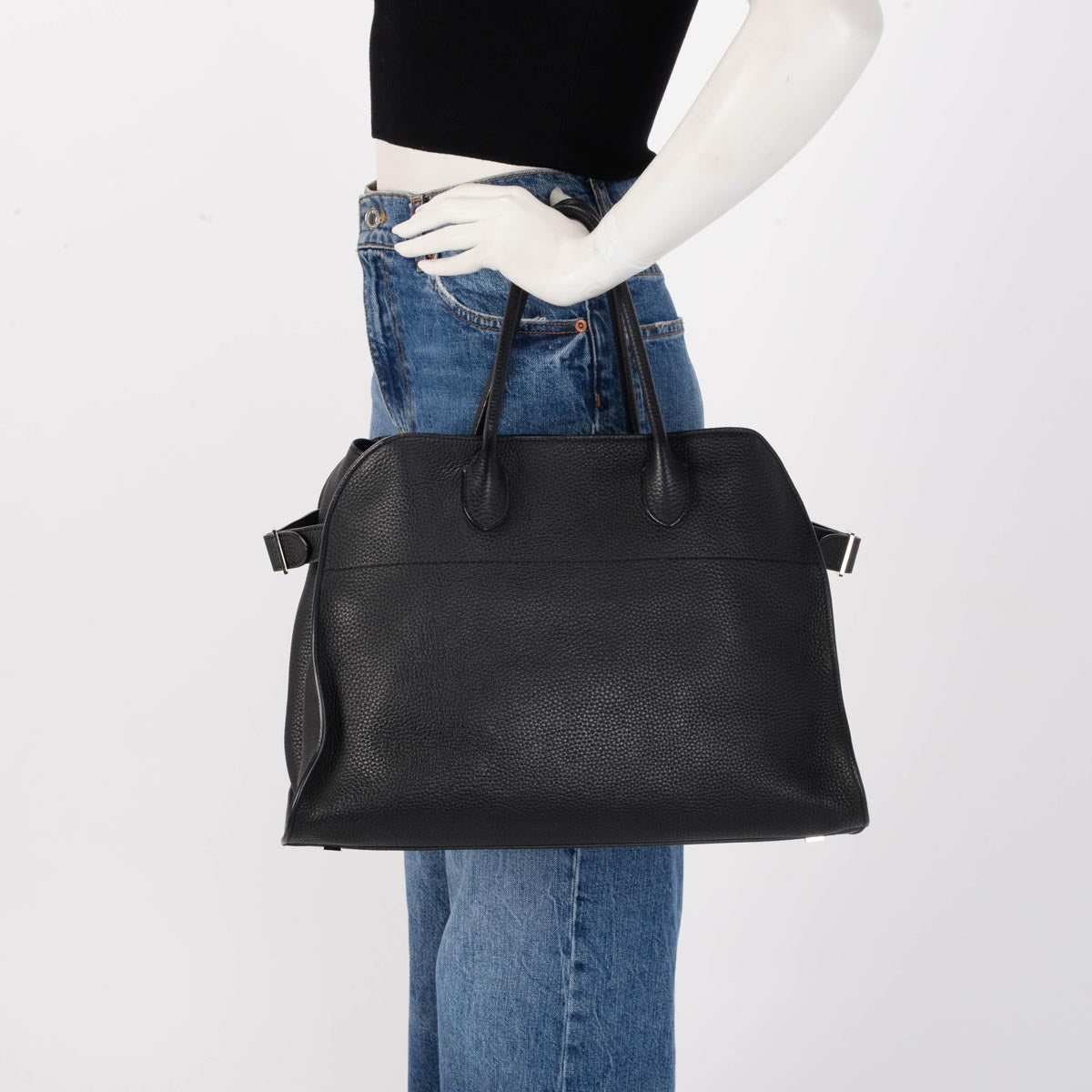 The Row Black Grained Calfskin Soft Margaux 15