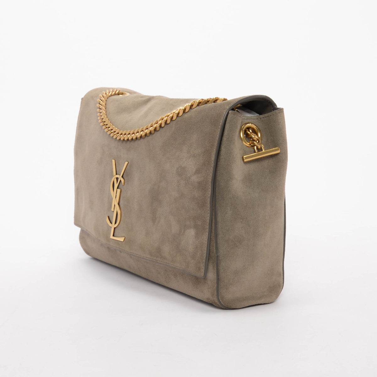 Saint Laurent Khaki Suede Medium Reversible Kate Flap Bag