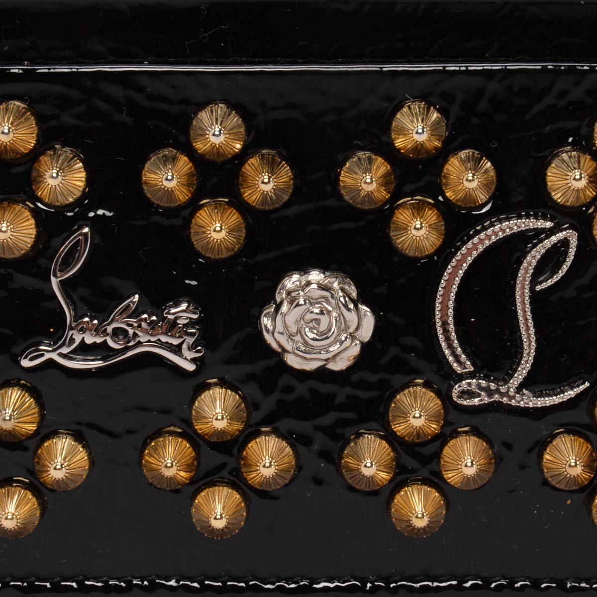 Christian Louboutin Black Patent Studded Card Holder