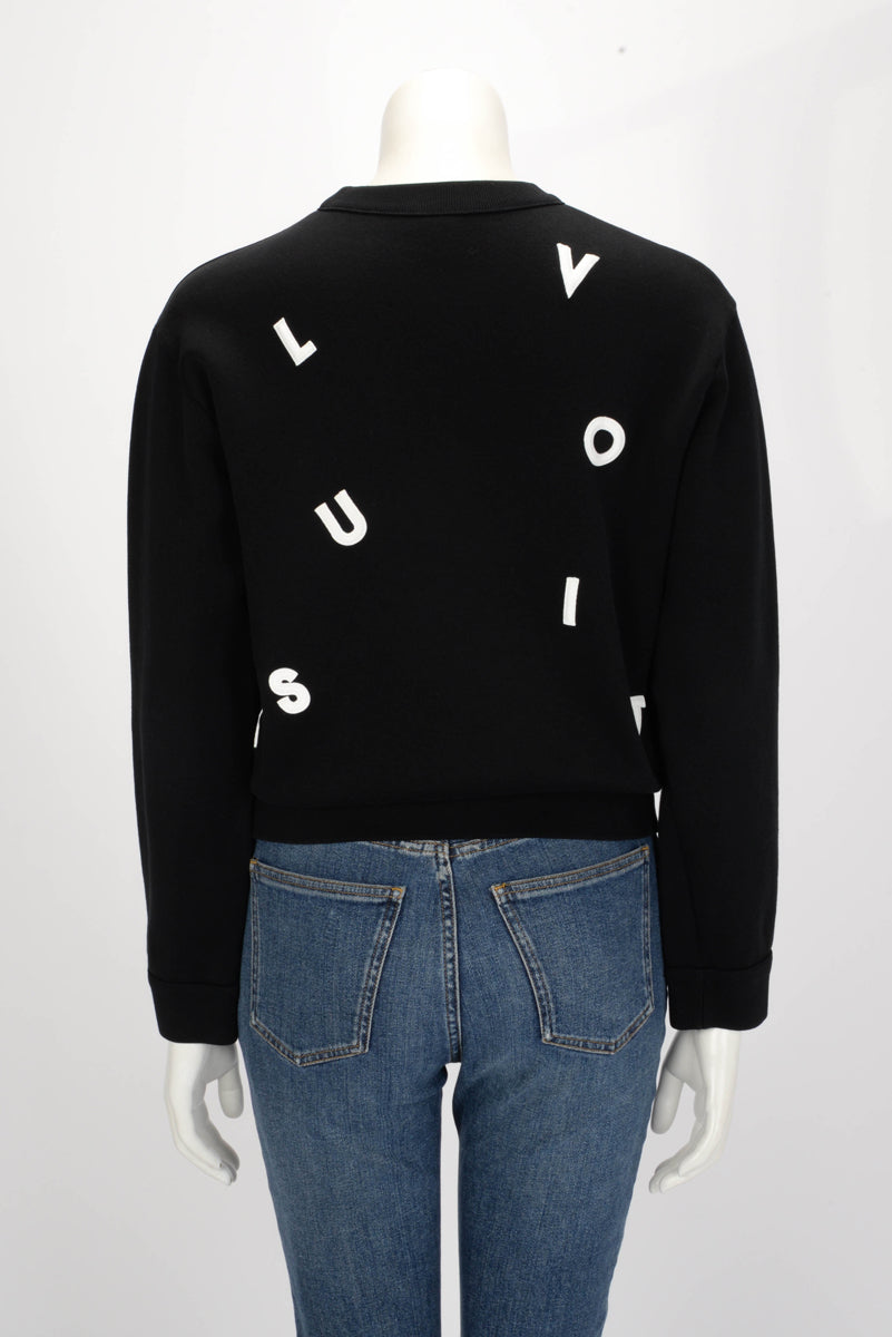 Louis Vuitton Black Cotton Spellout Sweater S
