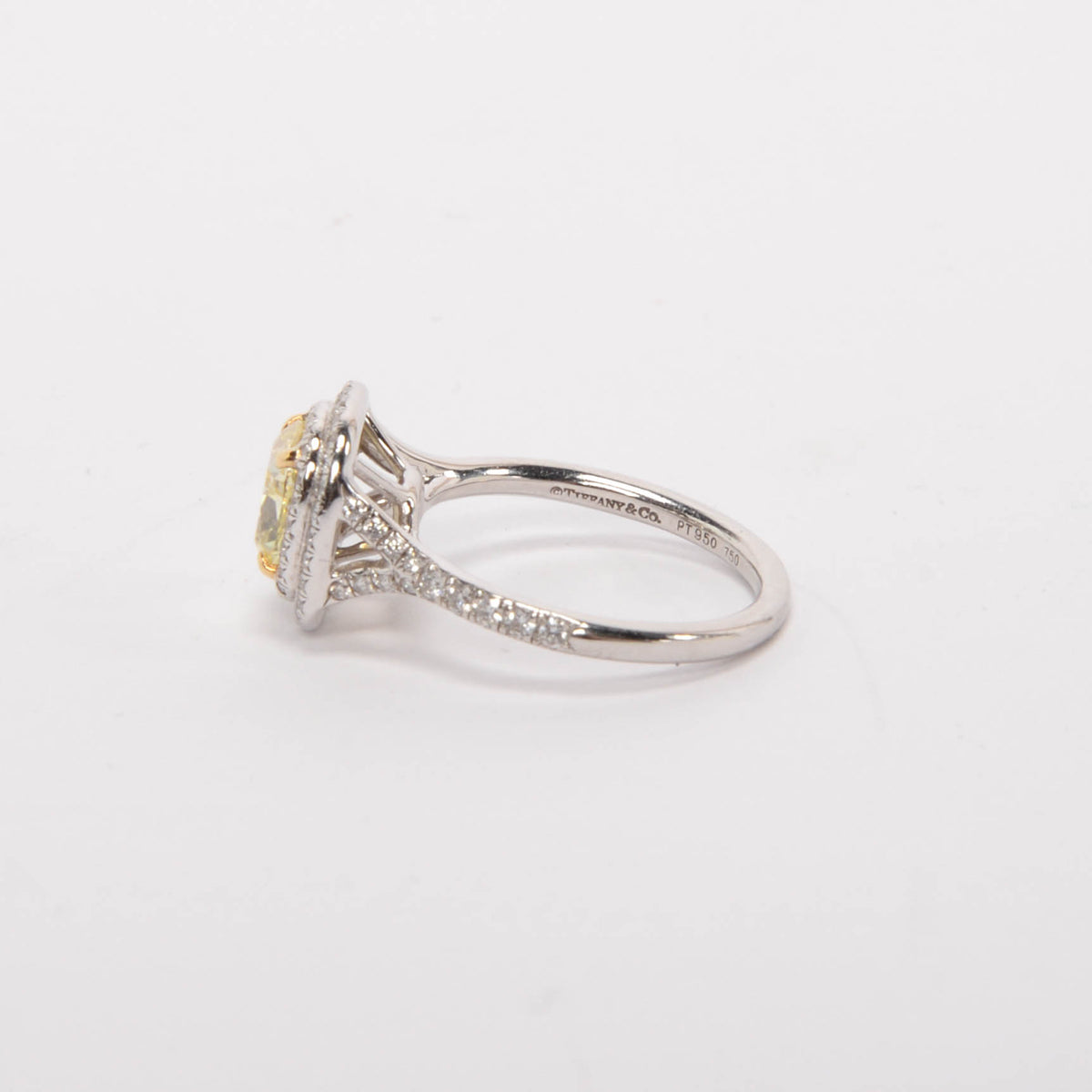Tiffany & Co Platinum & Yellow Diamond Soleste Cushion-Cut Halo Ring
