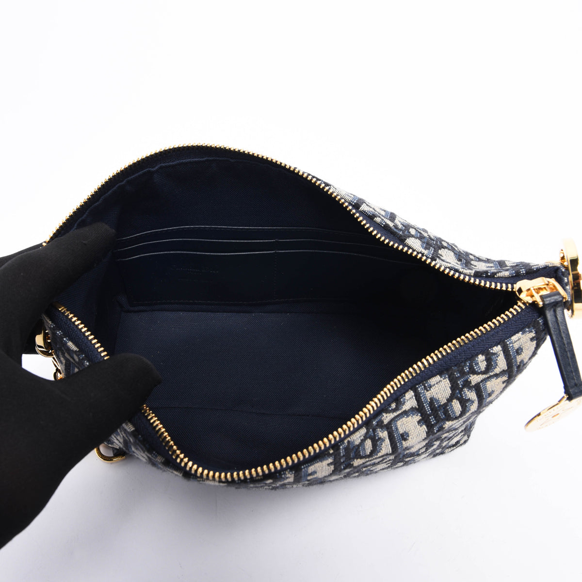 Dior Navy Oblique Jacquard Diorstar Hobo Chain Bag