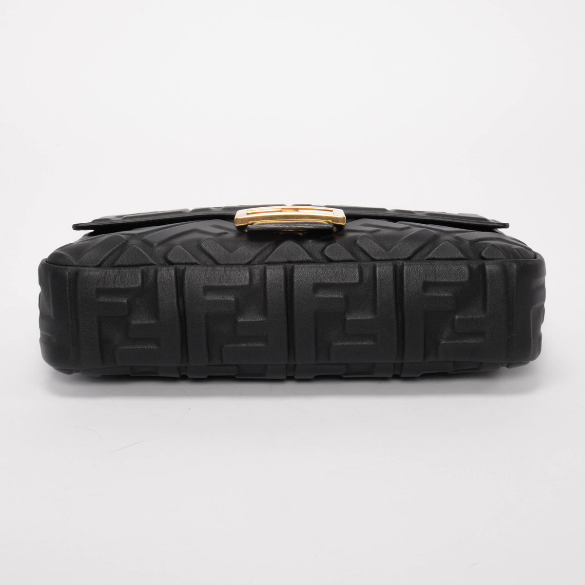 Fendi Black Nappa FF Embossed Baguette Bag