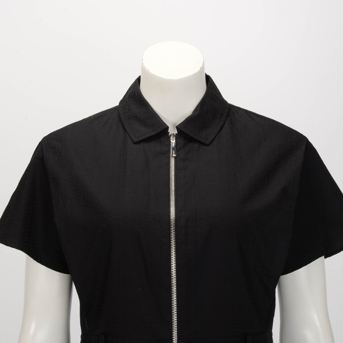 Hermes Black Cotton Poplin Mosaique Zip Dress FR 38