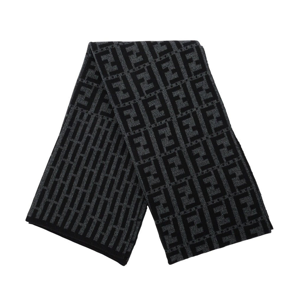 Fendi Charcoal & Black Wool FF Scarf