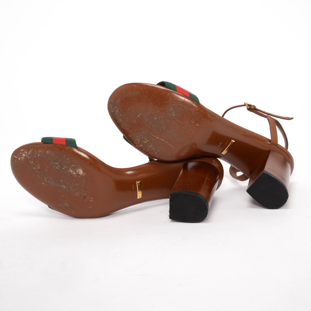 Gucci Brown Leather Vintage Web Horsebit Sandals 39