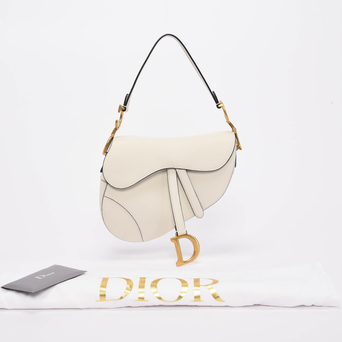 Dior Latte Grained Calfskin Saddle Bag