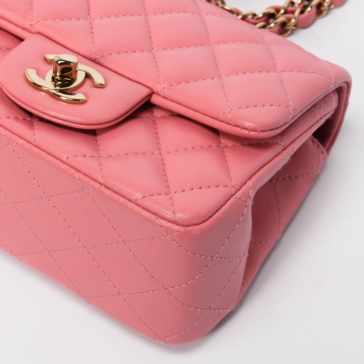 Chanel Pink Quilted Lambskin Mini Square Classic Flap Bag