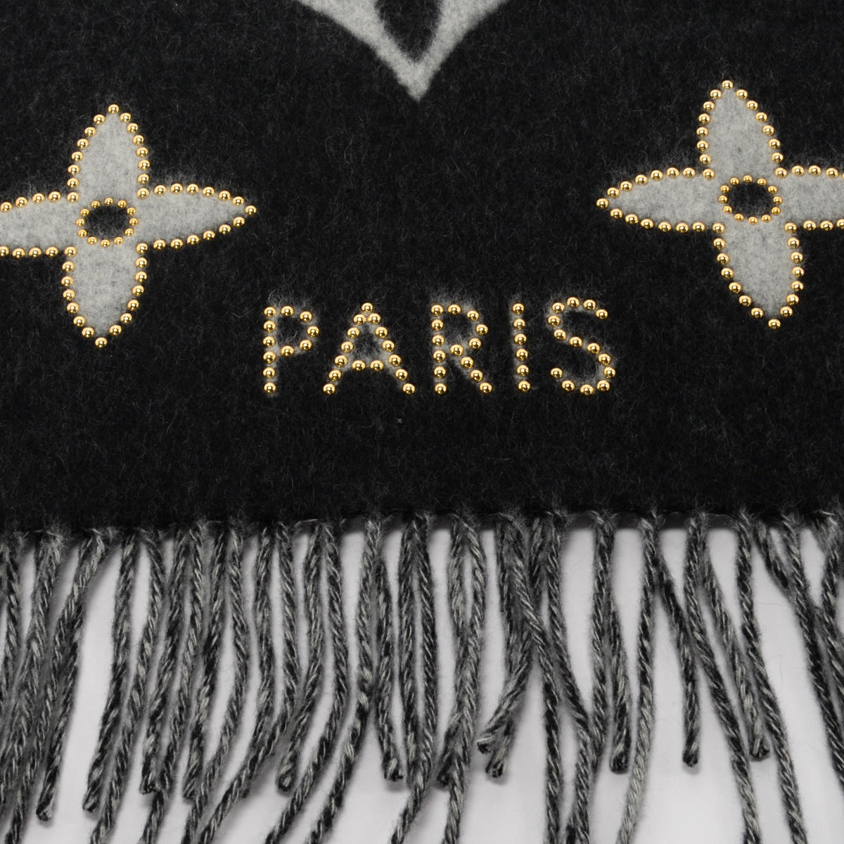 Louis Vuitton Black & Grey Cashmere Studdy Reykjavik Scarf